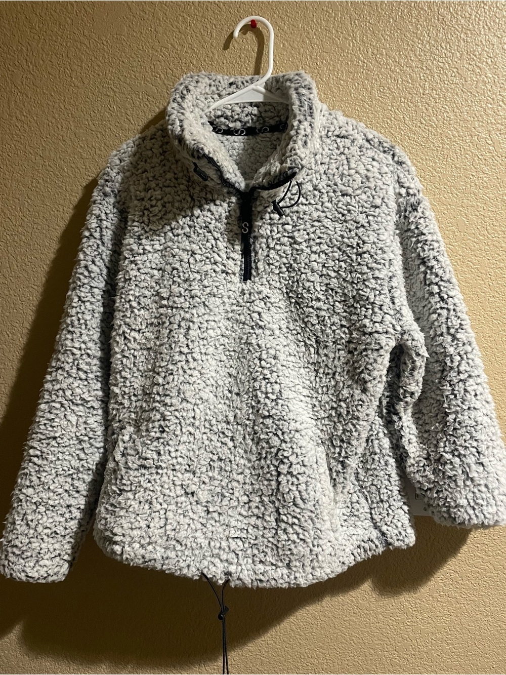 Fluffy white silver wool faux coat